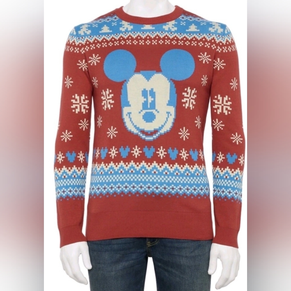 Disney Mickey UNISEX Celebrate Together Sweater,Burnt orange-Red Sz: SMALL  NWT